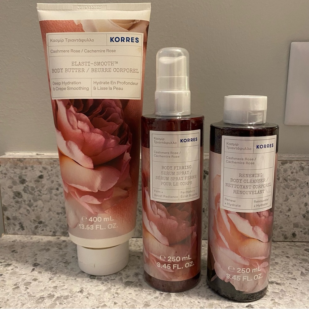 Korres Cashmere Rose Bath & Body Set in Pink and Cream